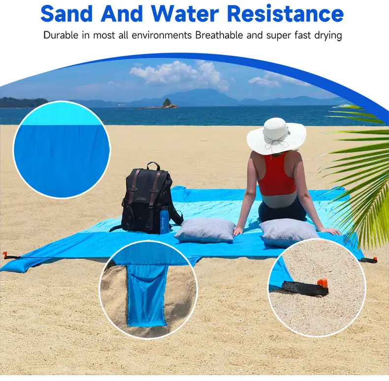 Manufacturers custom 210T nylon light weight beach mat outdoor travel picnic camping mat