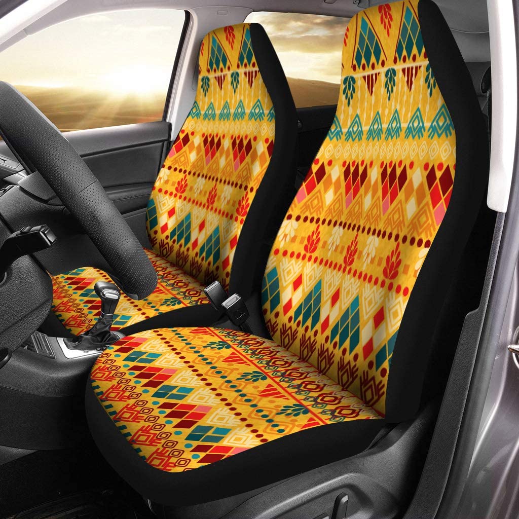 ZHANZZK Set of 2 Car Seat Covers Pattern Tribal Jackets Envelopes Pads Blankets Furniture Africa Universal Auto Front Seats Protector Fits for Car，SUV Sedan，Truck