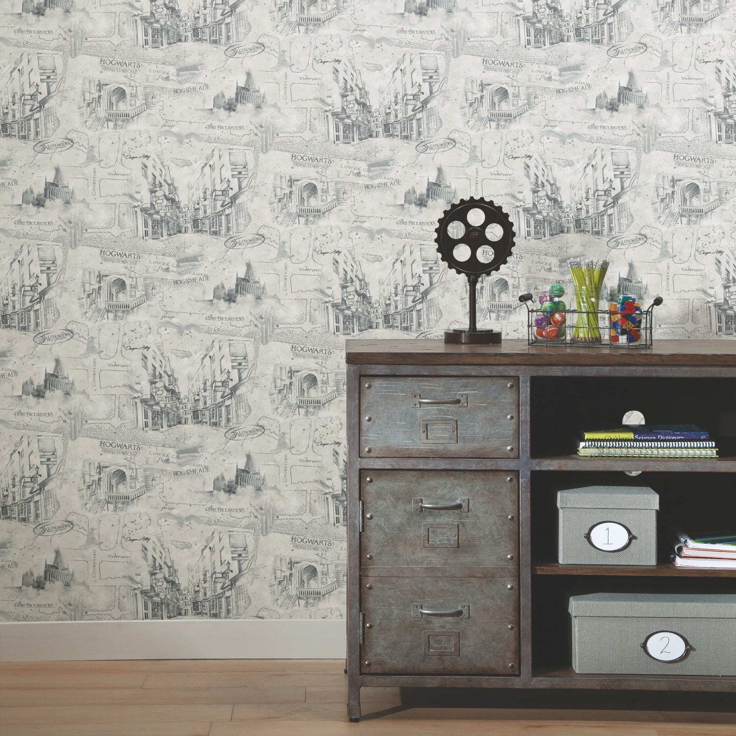 Harry Potter Map Peel & Stick Wallpaper in Taupe