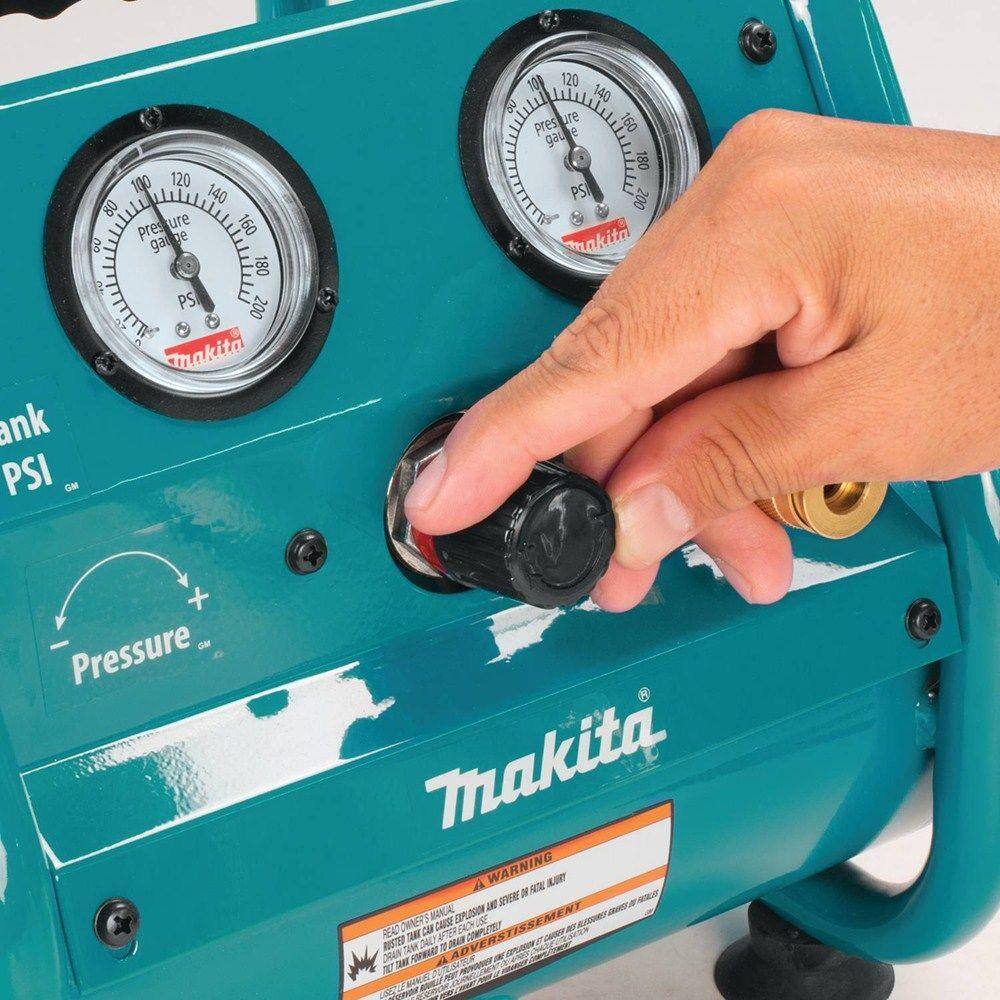 Makita 1 Gal. 125 PSI Portable Electric Compact Air Compressor with Bonus Pneumatic 2 in. 18-Gauge Brad Nailer AC001-AF506