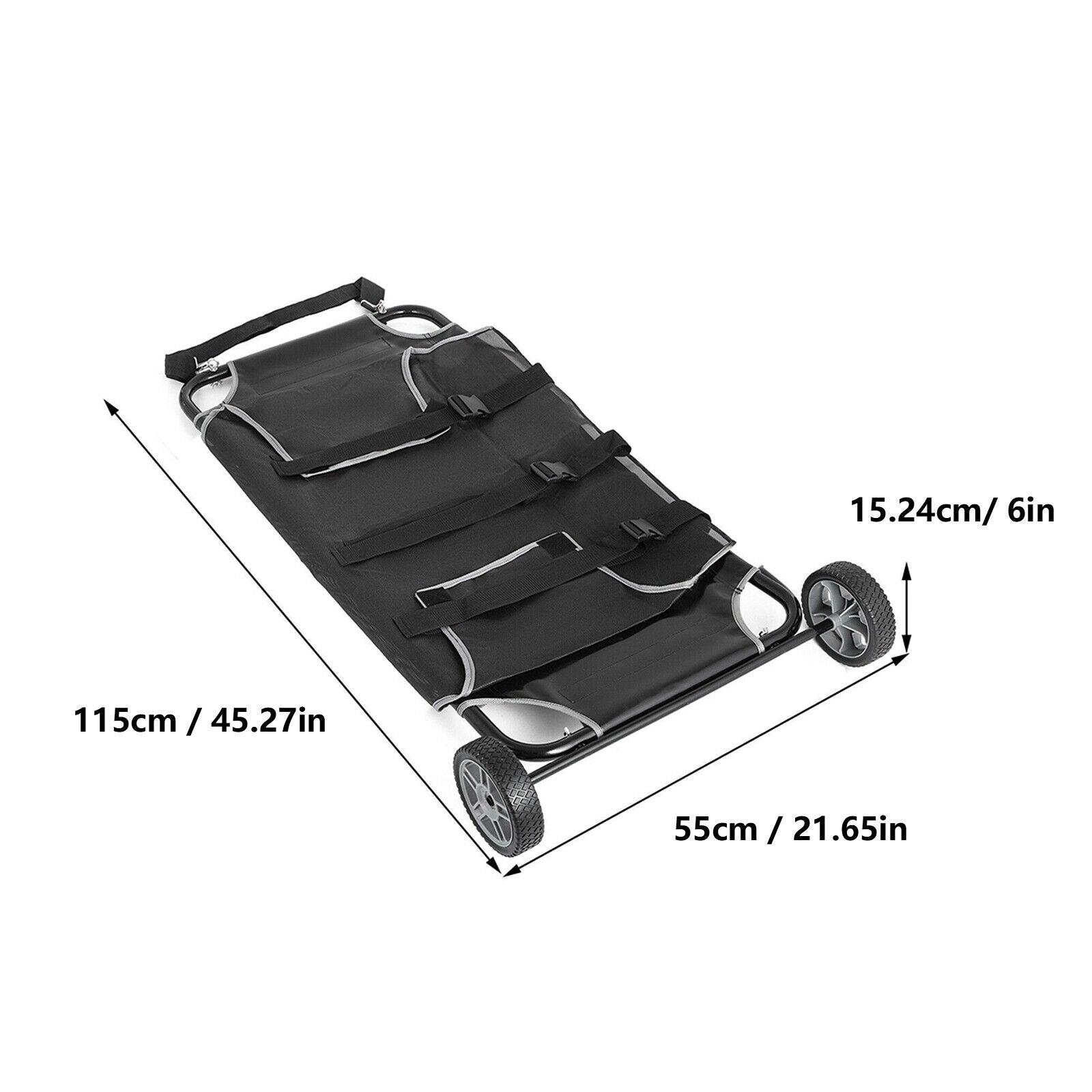 Miumaeov Animal Stretcher Pet Trolley 45x27'' Pet Bed 2 Castors 250lb Capacity Mesh Style with 2 Wheels for Dog and Other Animal