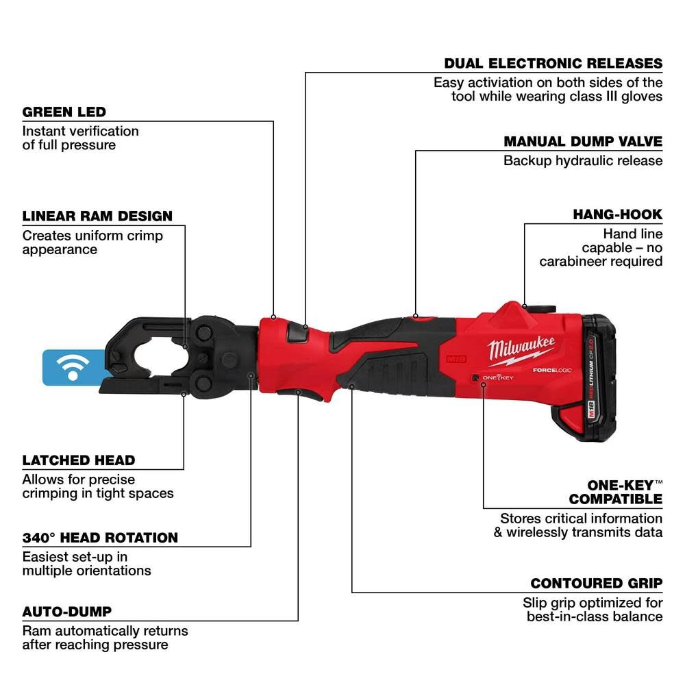 Milwaukee M18 FORCE LOGIC 6T Latched Linear Utility Crimper Kit 2979-22 from Milwaukee