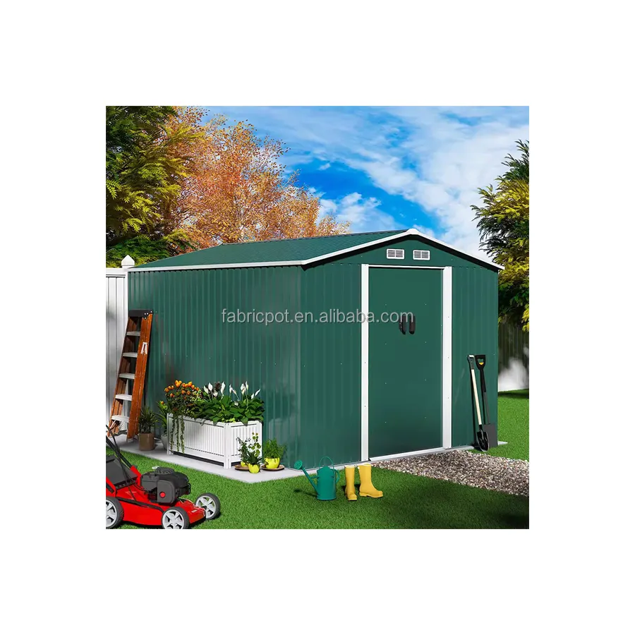 High quality golden supplie outdoor storage shed 8x10ft garden tool Galvanized Steel Sheet Metal Garden Shed