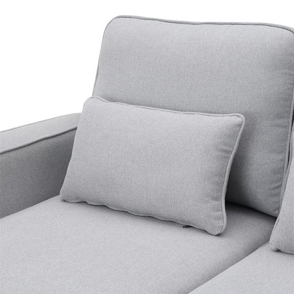 4-Seater Modern Linen Fabric Sofa with Armrest Pockets and 4 Pillows