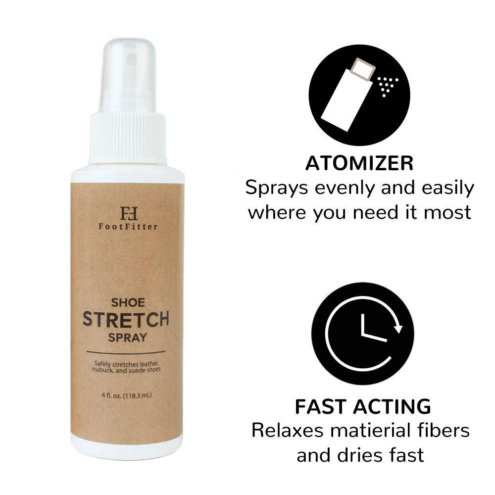 FootFitter - 4 fl oz. Shoe and Boot Stretch Spray for Leather， Suede， Nubuck， and Canvas