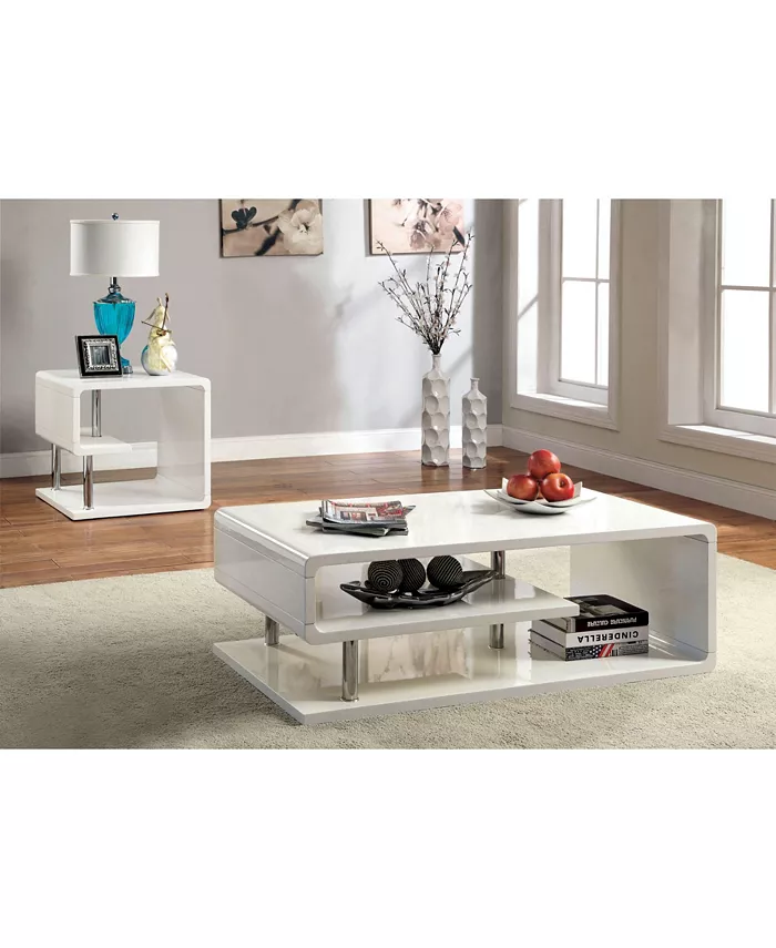 Furniture of America Lazer White End Table