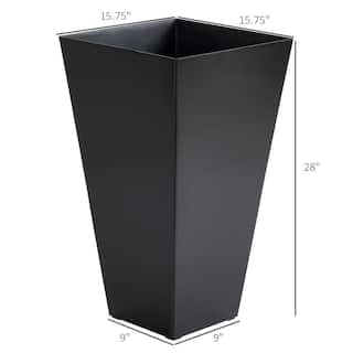 Sudzendf 28 in. Black Polypropylene Outdoor Flower Pots Tall Planters with Drainage Hole Set of 3 3832W4494