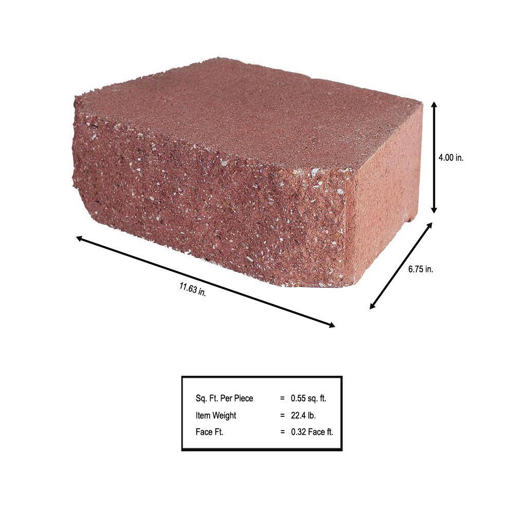 Pavestone 4 in. x 11.75 in. x 6.75 in. River Red Concrete Retaining Wall Block (144 Pcs.  46.5 sq. ft.  Pallet) 81151