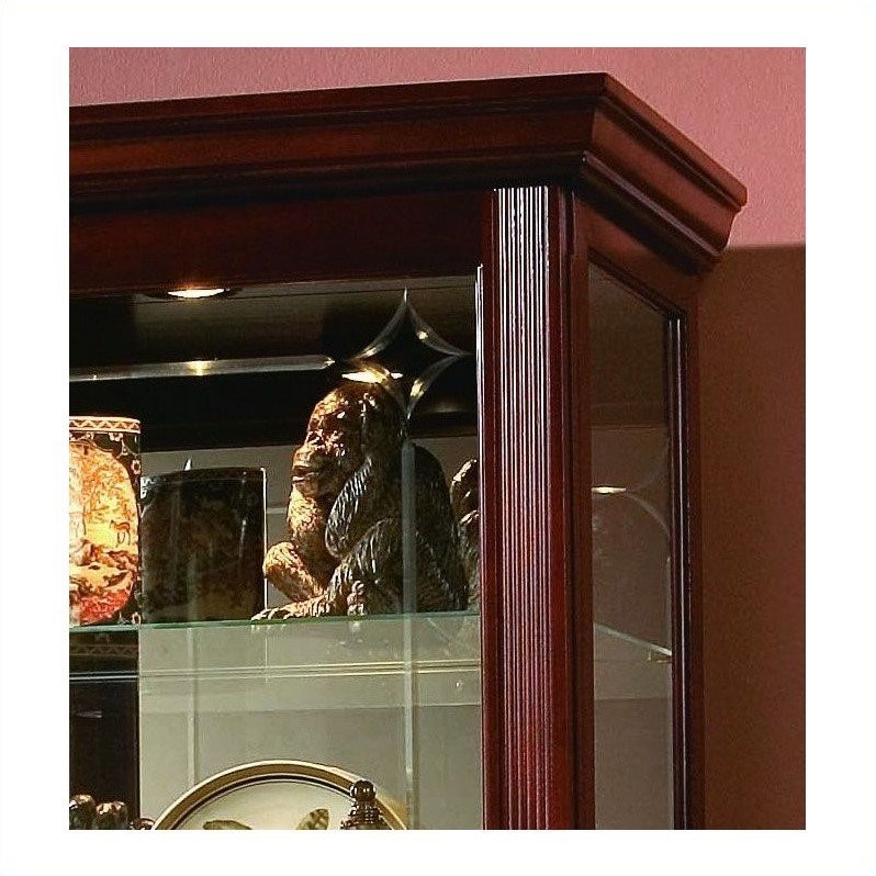 Pulaski Hardwood Mirrored Curio Cabinet in Brown Victorian Cherry Finish