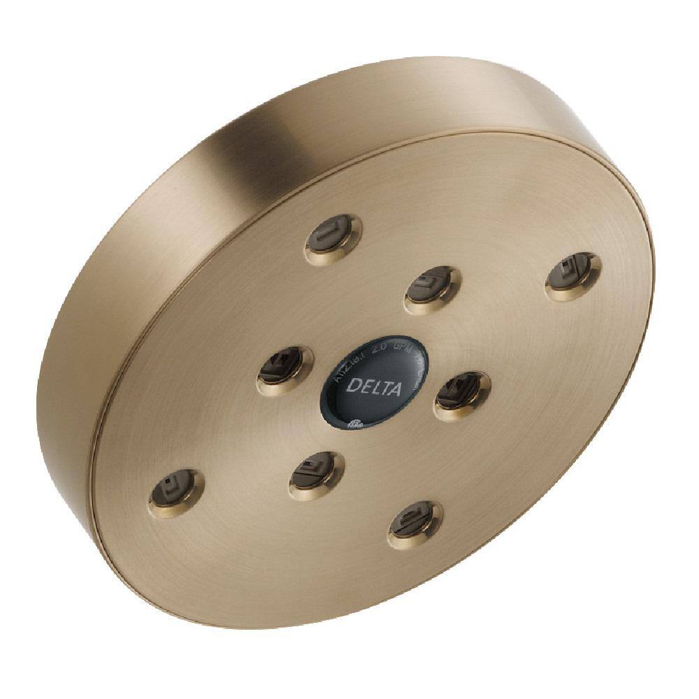 Delta 1-Spray Patterns 1.75 GPM 5.41 in. Wall Mount Fixed Shower Head with H2Okinetic in Lumicoat Champagne Bronze RP70175CZPR