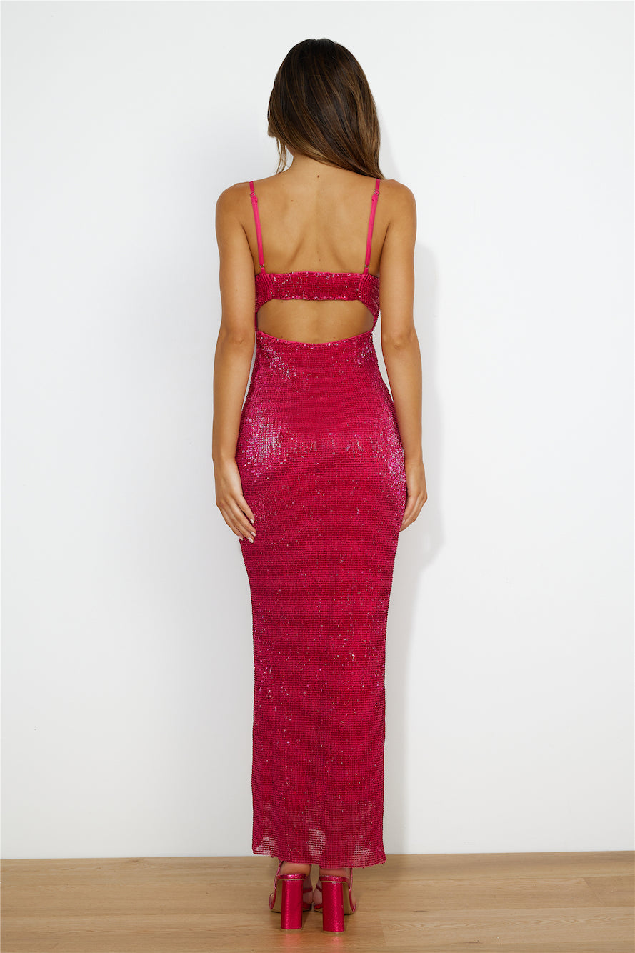 Dreamy Shine Maxi Dress HOT PINK