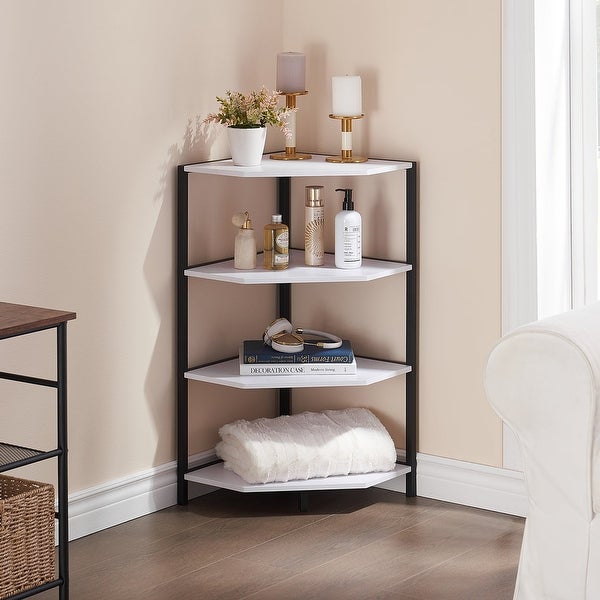 Corner End Table 4-Tier Open Shelves