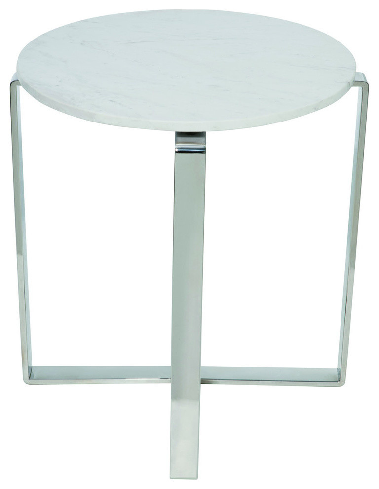 Rosa Side Table  Round Marble End Table  White Marble Top  Polished Steel Base   Transitional   Side Tables And End Tables   by We Got Lites  Houzz