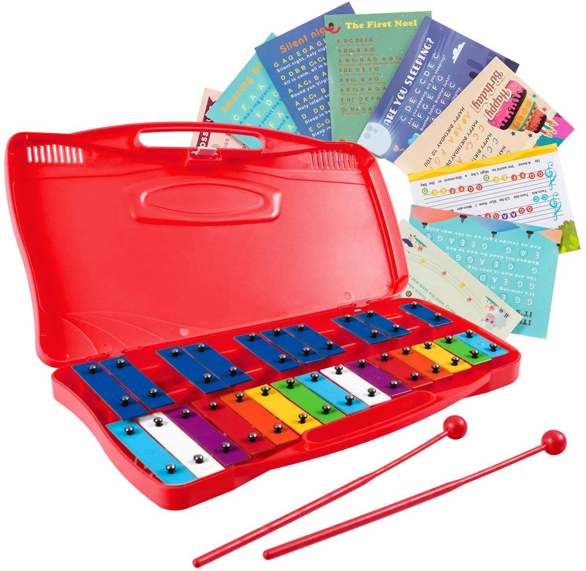 Costzon 25-Note Xylophone w/Case, 2 Child-Safe Mallets, Perfectly Tuned Instrument for Kids