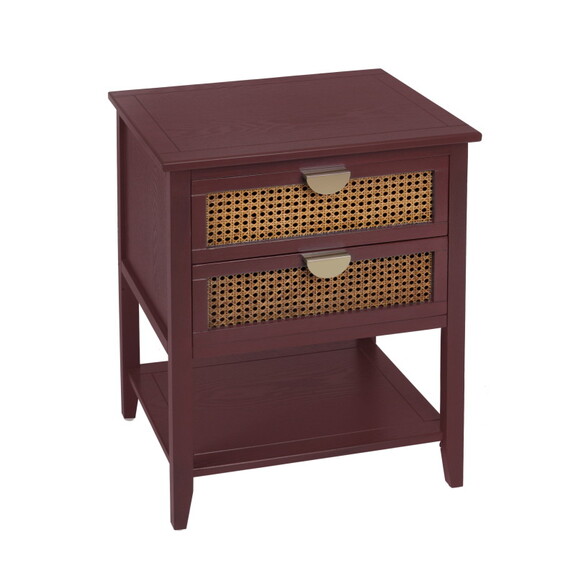 Set of 2  2 Drawer Side Table  Naturel Rattan  End...