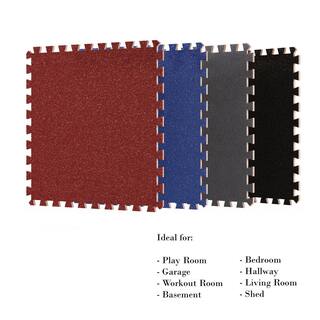 Stalwart Red 24 in. x 24 in. EVA Foam Floor Mat with Carpet Top (6-Pack) HW5500028