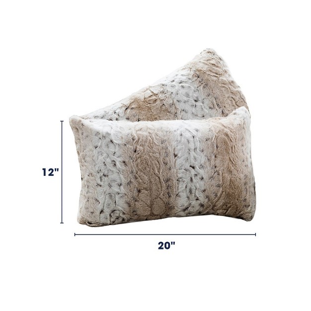 Cheer Collection Set Of 2 Embossed Faux Fur Throw Pillows Snow Leopard