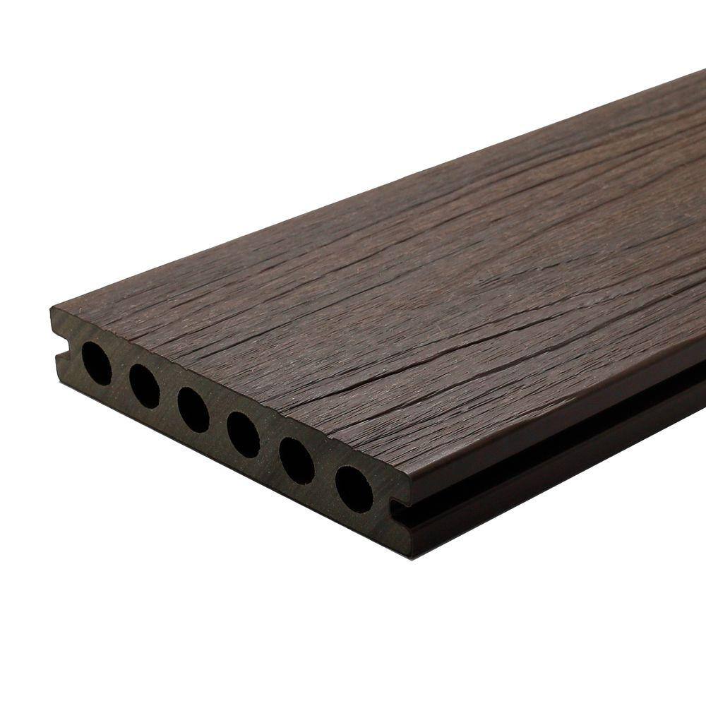 NewTechWood UltraShield Naturale Voyager Series 1 in. x 6 in. x 1 ft. Spanish Walnut Hollow Composite Decking Board Sample UH02-16-N-WN-S