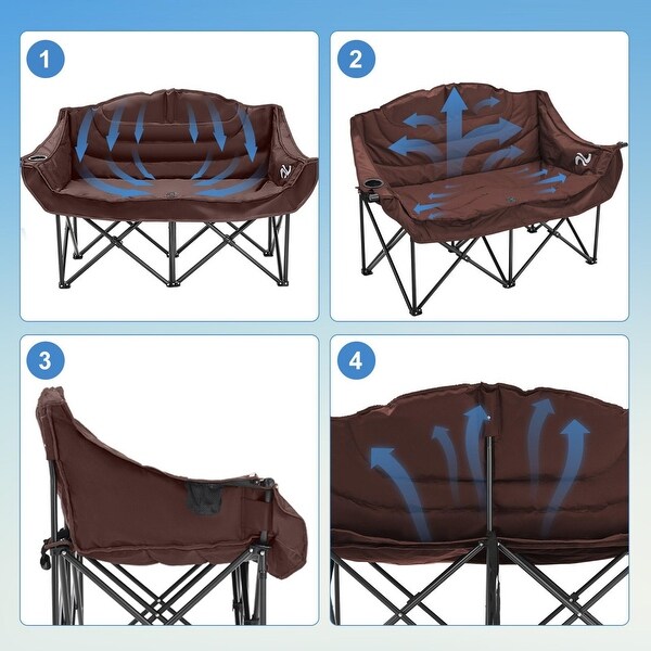 DoCred Double Seats Oversized Camping Chair with Cup Holder