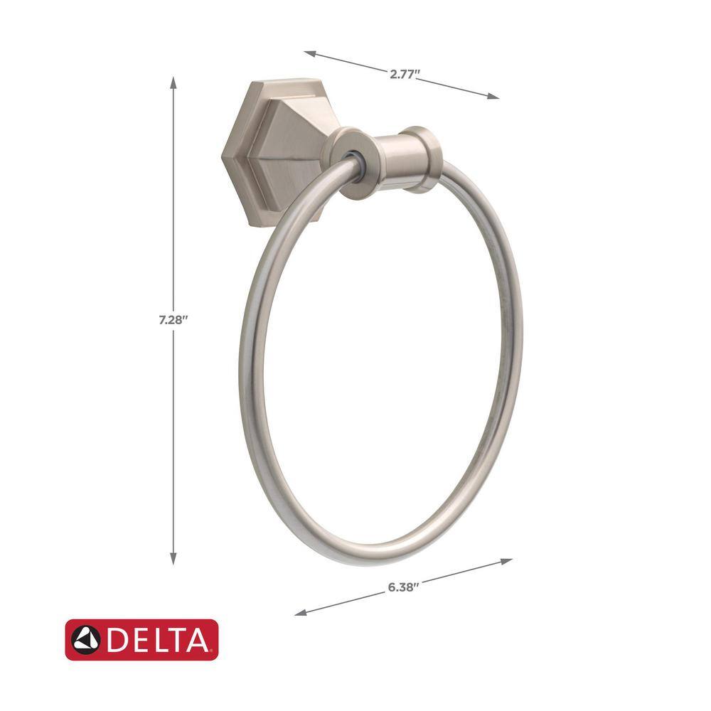 Delta Grandover Towel Ring in SpotShield Brushed Nickel GDR46-BN