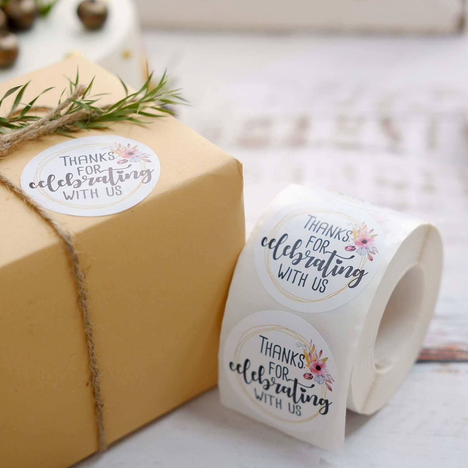 500pcs Thanks for celebrating with Us Stickers Roll, Labels for Envelops Seal and Wedding Favors - Round 2