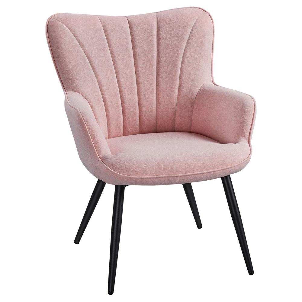 Easyfashion Upholstered Fabric Modern Accent Chair， Pink