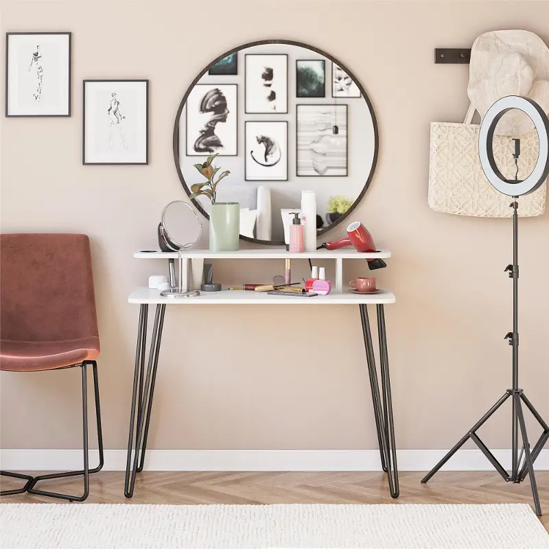 Kimberly White Mid-Century Modern Vanity