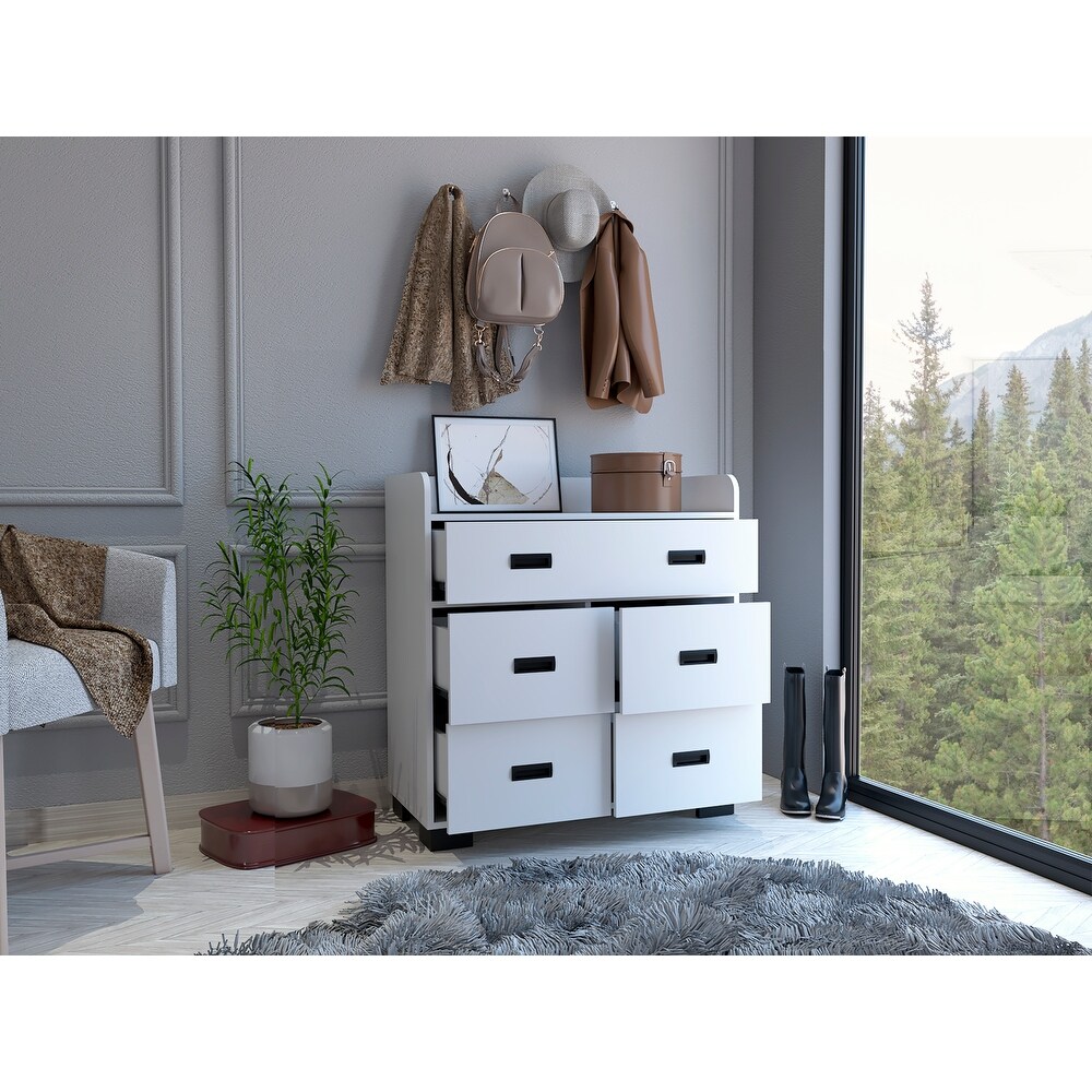 Minimalist Style 5 Drawer Rectangle Dresser  Superior Top  Storage Organizer Dresser  Accent Chests of Drawers for Bedroom