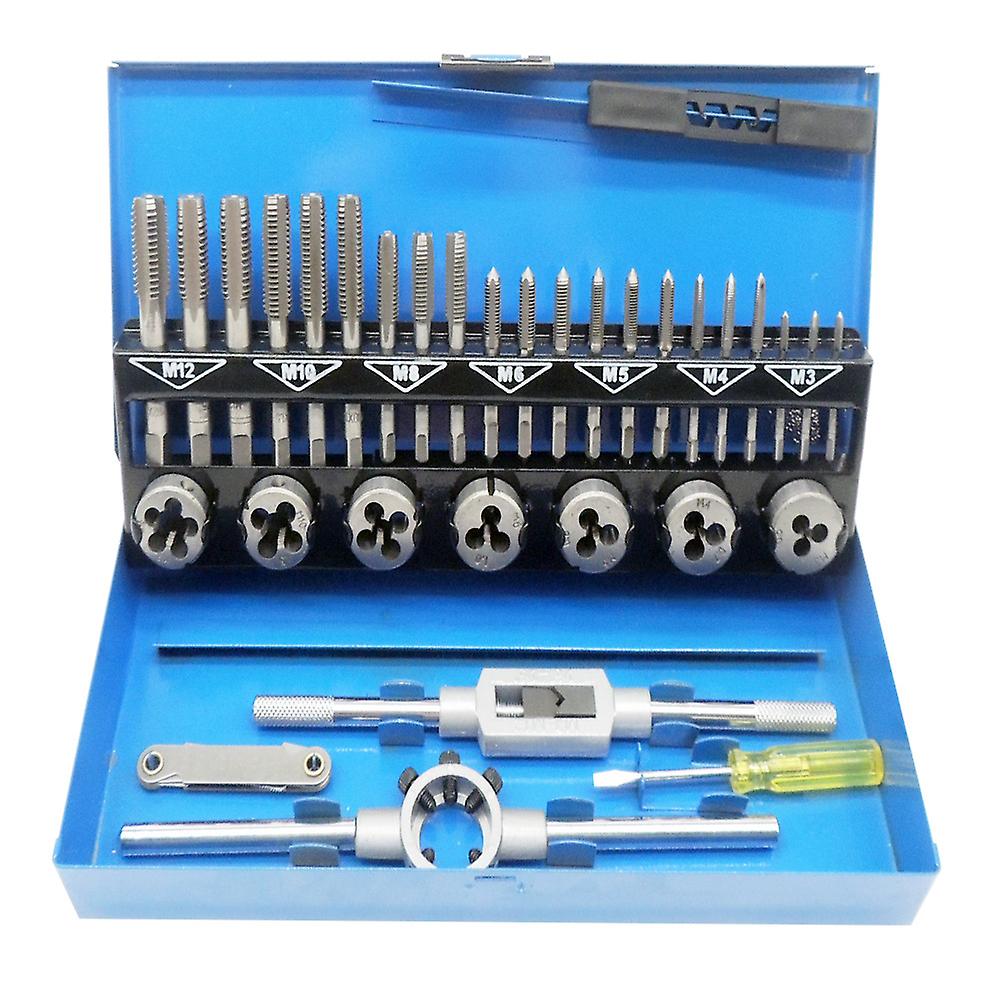 32pc Iron Box Complete Set Of Tap Die Set Hand With Wrench Die Twist Hand 32 Sets Of Tap Sets