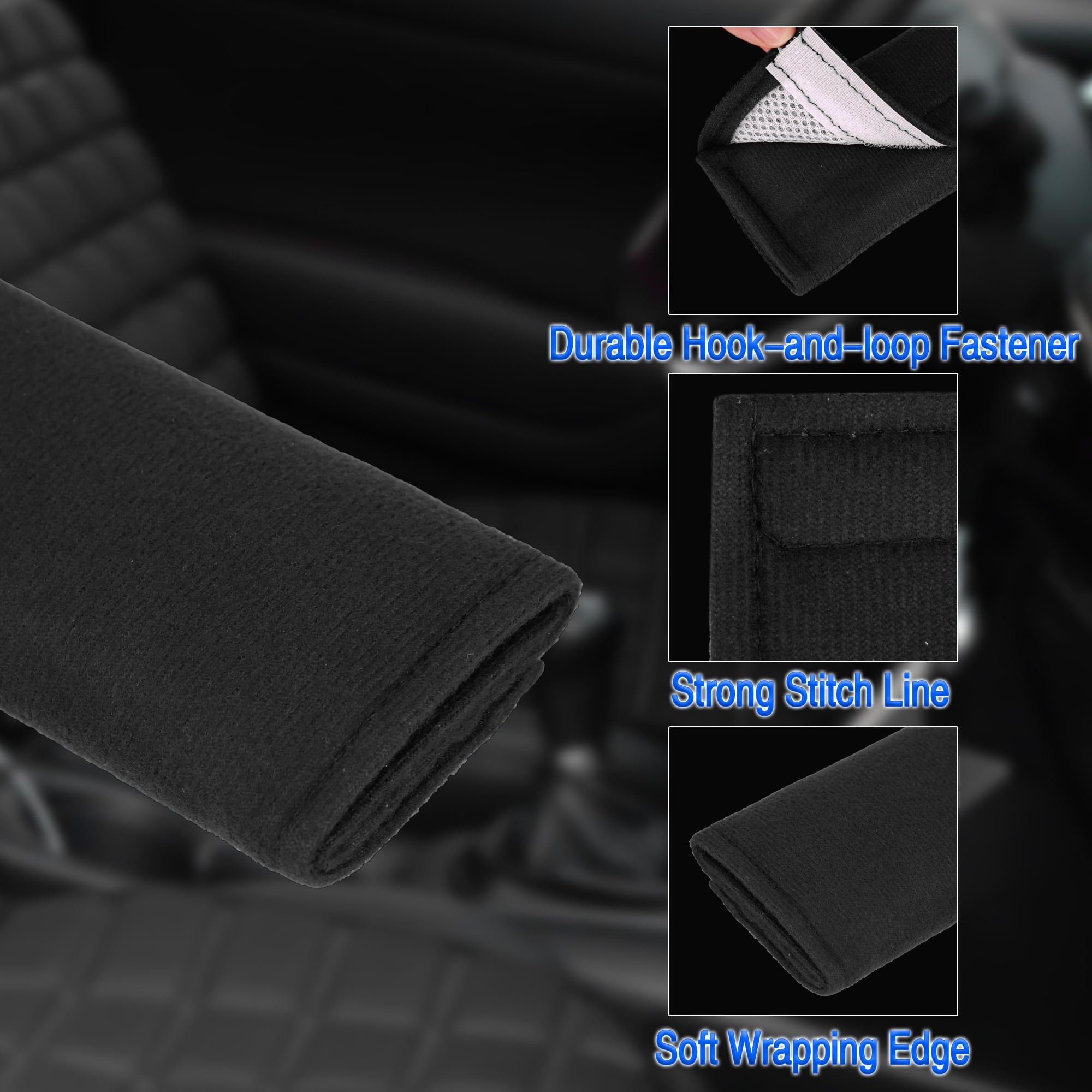 Unique Bargains Black Car Safety Seat Belt Pads Cover with Soft Polyester Fiber Auto Seatbelt Shoulder Pad 4 Pcs