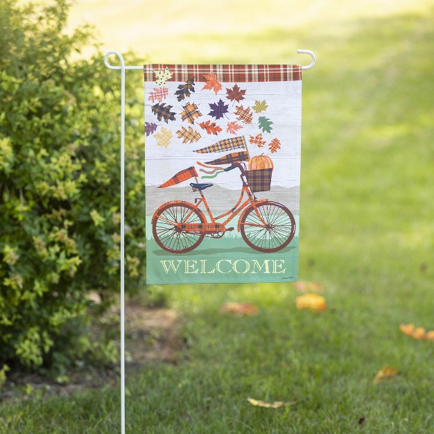 Fall Bicycle Garden Suede Flag