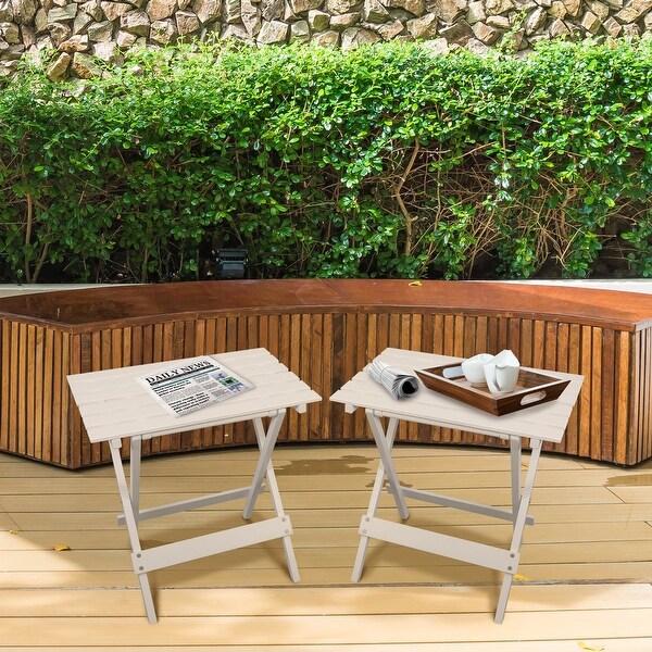 Solid Wood Portable Folding Side Table Set of 2