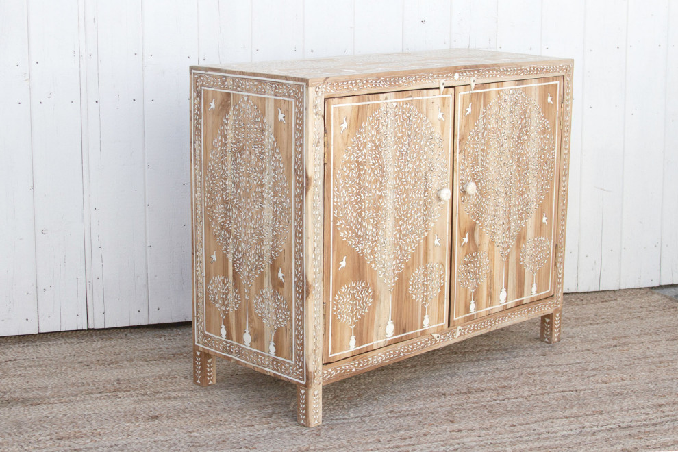 Finely Inlay Tree of Life Teak Buffet   Mediterranean   Accent Chests And Cabinets   by De cor  Houzz