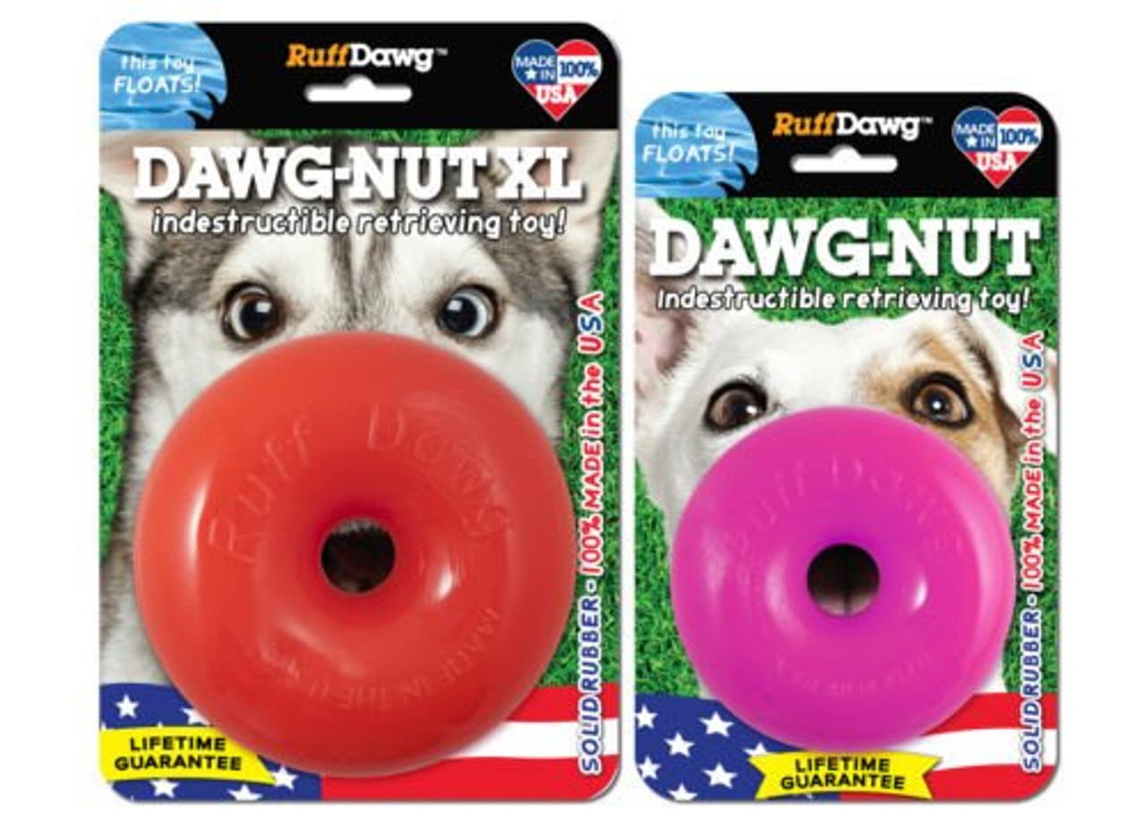 RuffDawg Rubber Dawg-Nut Retrieving Dog Toy