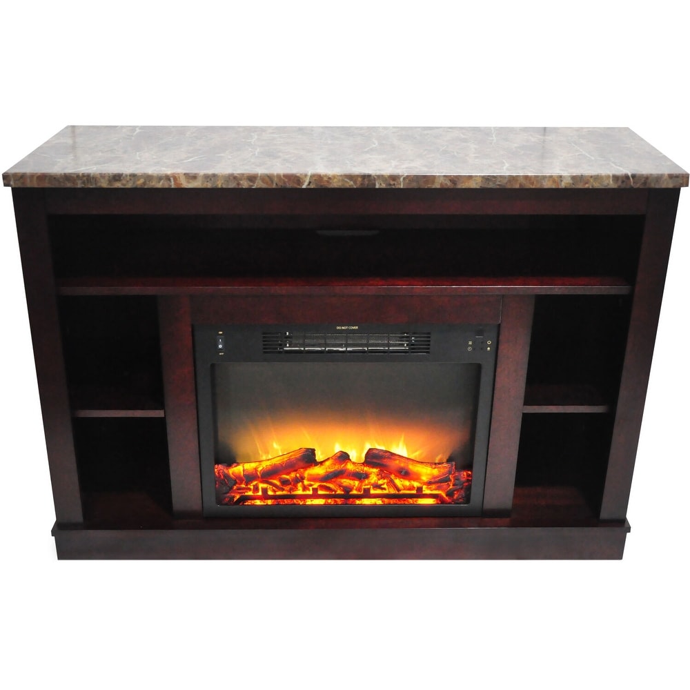 Hanover Oxford 47 In. Electric Fireplace with a Multi Color LED Insert and Mahogany Mantel