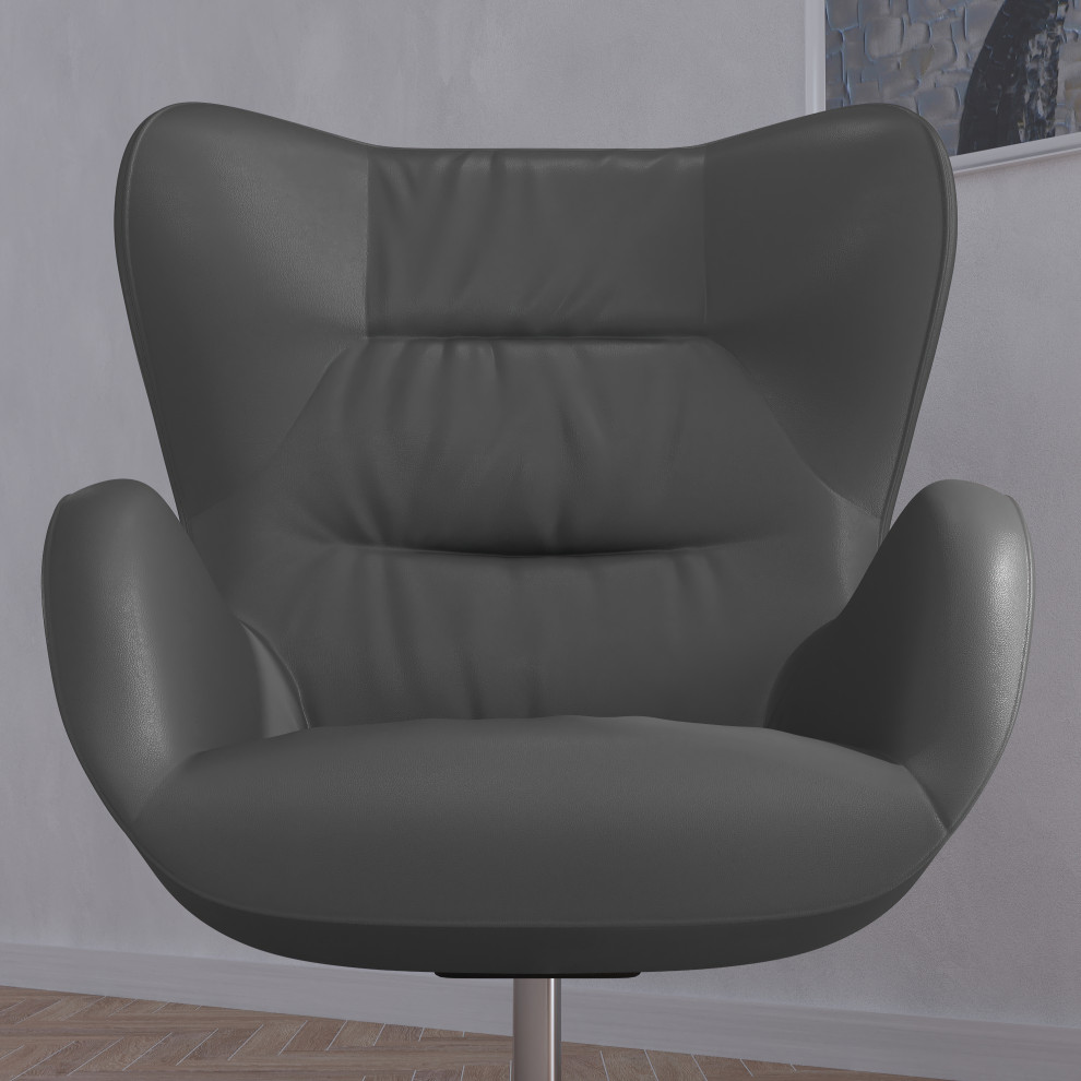 High Back Swivel Wing Accent Lounge Chair oy Base   Contemporary   Armchairs And Accent Chairs   by Merrick Lane  Houzz