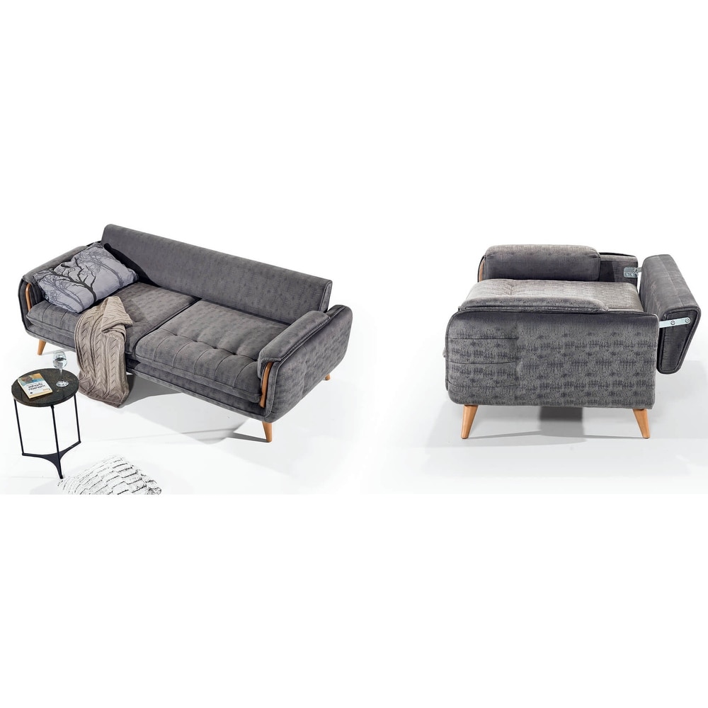 Vegac One Grey Sofa And Two Grey Chairs Living Room Set