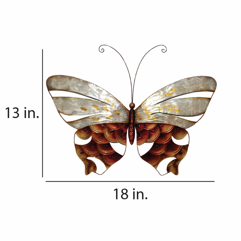 Butterfly Wall Decor Pearl And Copper Scaling (m2057)   1 x 18 x 13