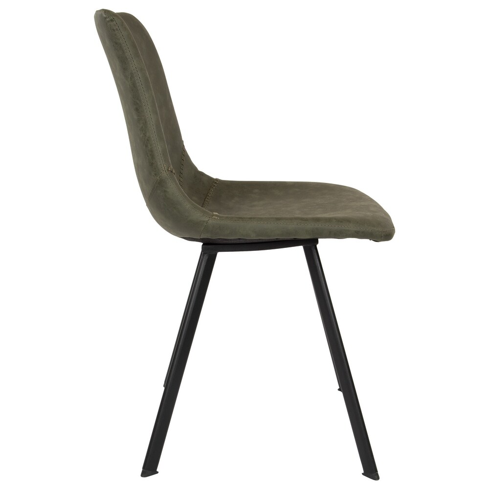 LeisureMod Markley Modern Leather Dining Chair With Metal Legs