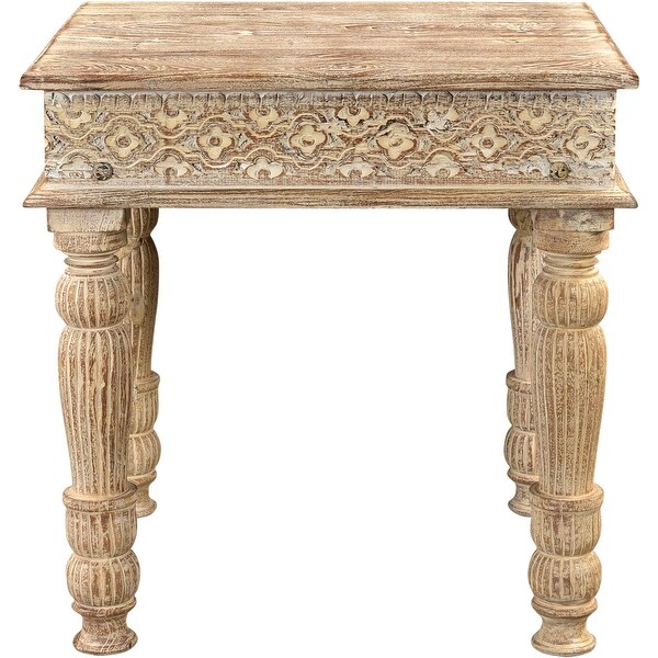 Milton Carved Teak End Table