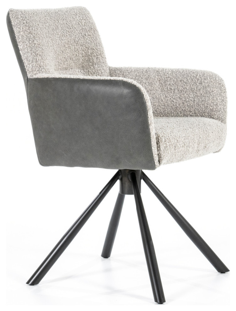 Beige Boucl√© With Gray Accent Chair  Eleonora Stef   Midcentury   Armchairs And Accent Chairs   by Luxury Furnitures  Houzz