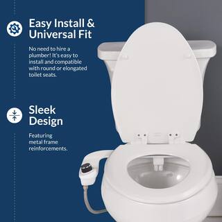 BIO BIDET SlimEdge Non-Electric Bidet Attachment System in White with Seat Bumpers Bio Bidet SE