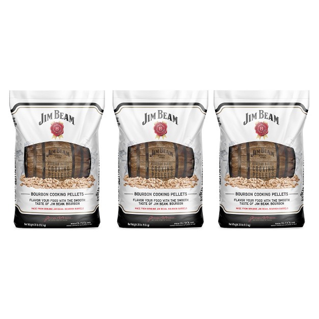 Ol x27 Hick Cooking Pellets 20 Pounds Barbecue Genuine Jim Beam Bourbon Barrel Grilling Smoker Cooking Pellets Bag For Grilling And Smoking 3 Pack