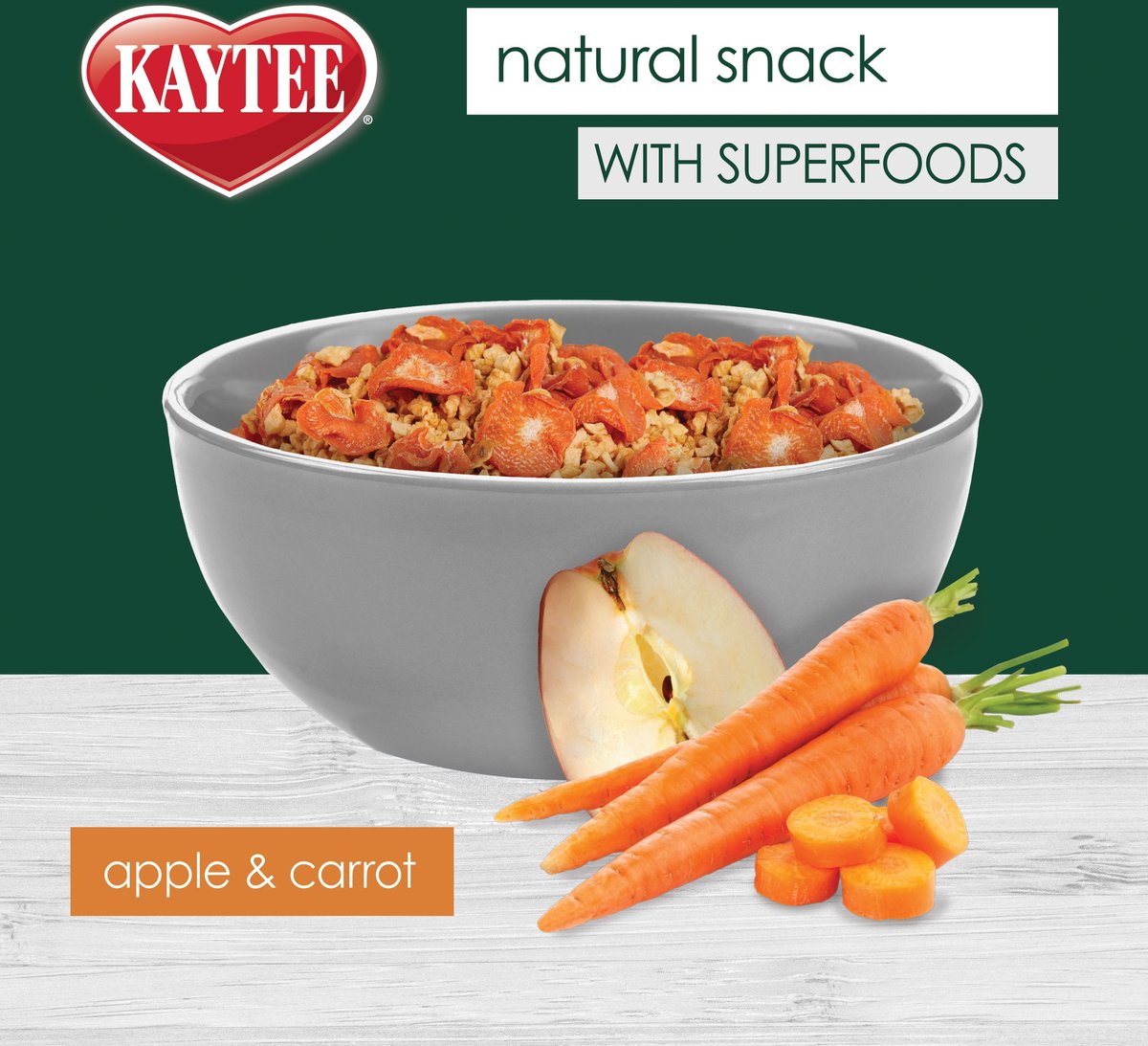 Kaytee Natural Snack with Superfoods Carrot and Apple Blend Small Pet Treats， 2.5-oz bag