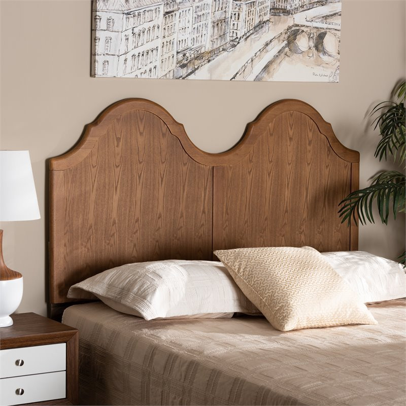 Baxton Studio Tobin Ash Walnut Finished Wood Queen Size Arched Headboard   Traditional   Headboards   by Homesquare  Houzz