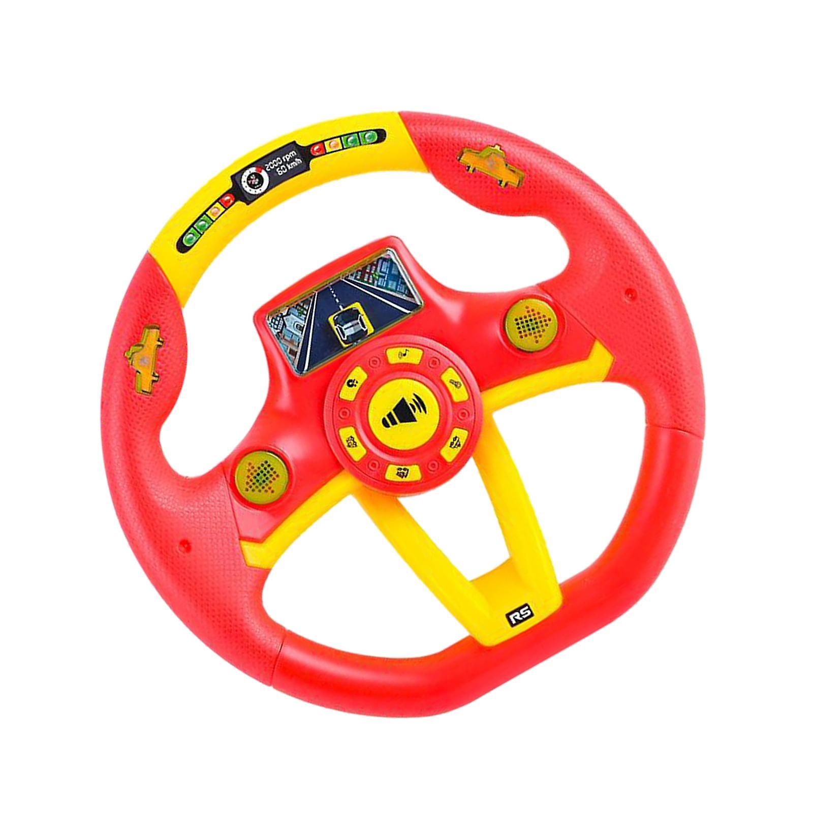 Round Steering Wheel Toy Battery Powered For Playground Busy Board Treehouse Red