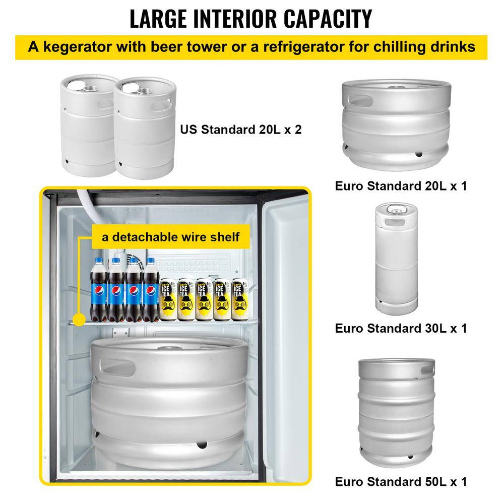 VEVOR 23 in. - 83 in. 43 gal. Single Tap Kegerators Beer Dispenser Temperature Control Beer Refrigerator in Stainless Steel PJLZFPJHSDTMC5407V1