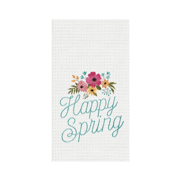 C amp f Home Happy Spring Embroidered Waffle Weave Kitchen Towel