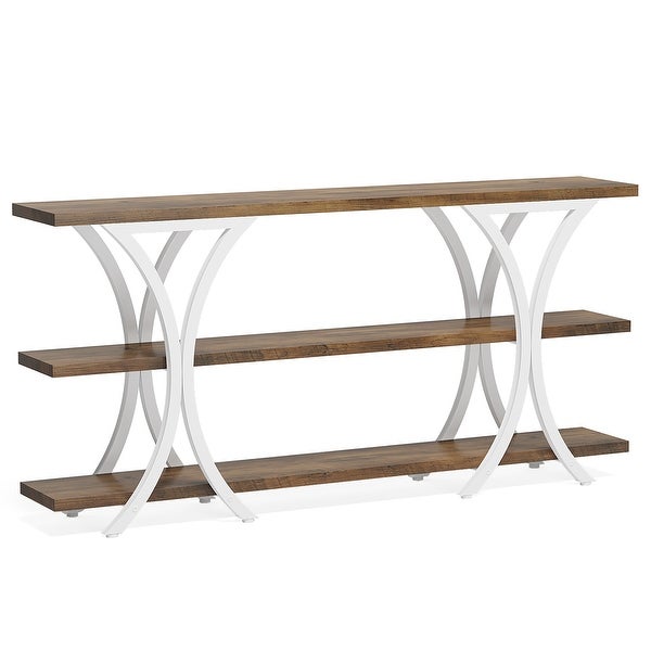 70.8 Inch Narrow Console Table with 3 Tier Shelves