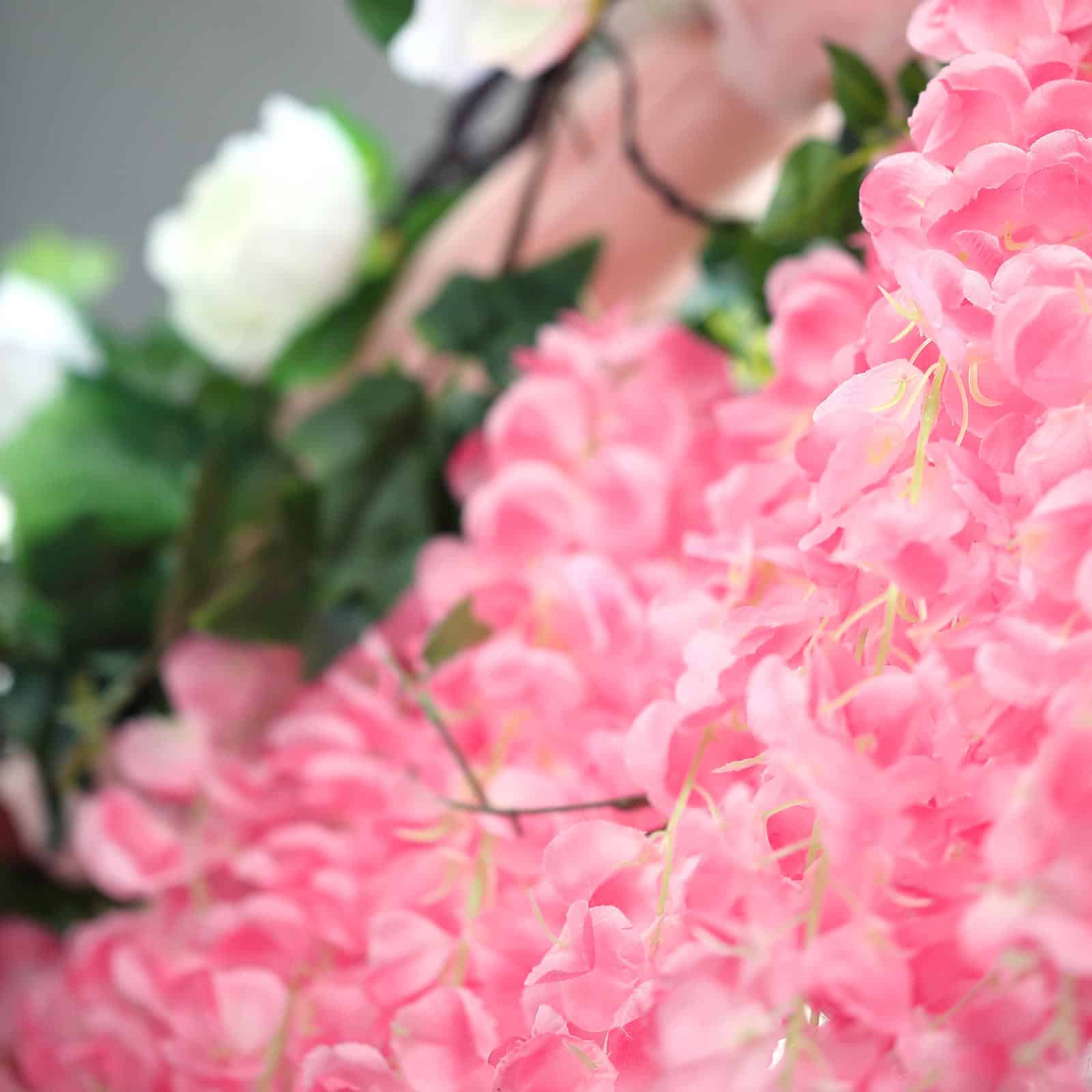 Pink Artificial Silk Hanging Wisteria Flower Garland Vines - Elaborated 5 Full Strands in 1 Bush 42